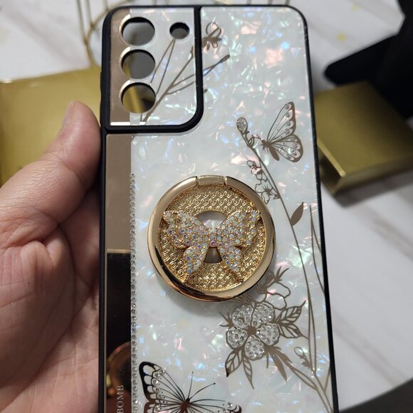 โจ Luxury Sparkling Rhinestone Butterfly & Flower Phone Case for Samsung S21 โ NE - Picture 1 of 2